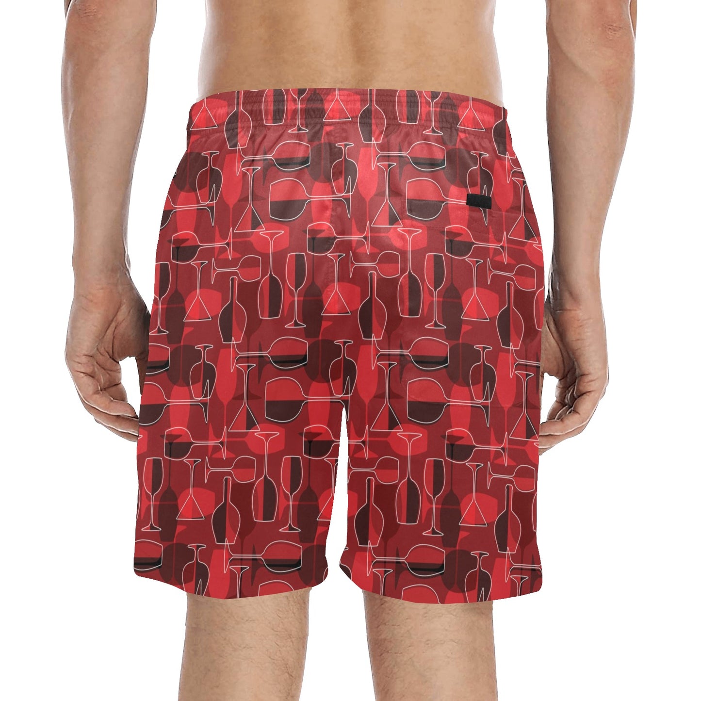 Wine Glass Print Design LKS301 Men's Swim Trunks Beach Shorts
