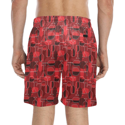 Wine Glass Print Design LKS301 Men's Swim Trunks Beach Shorts