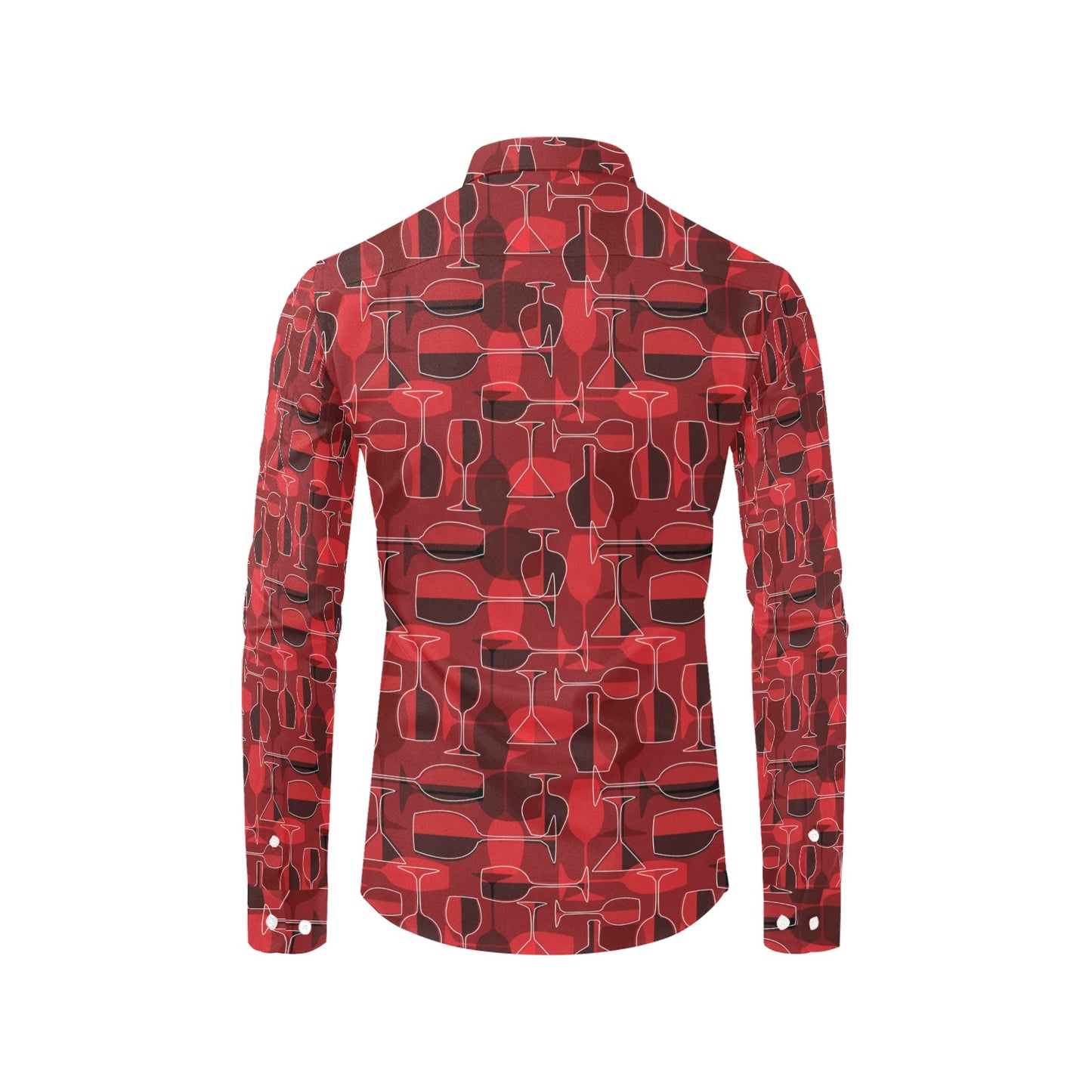 Wine Glass Print Design LKS301 Men's Long Sleeve Dress Shirt