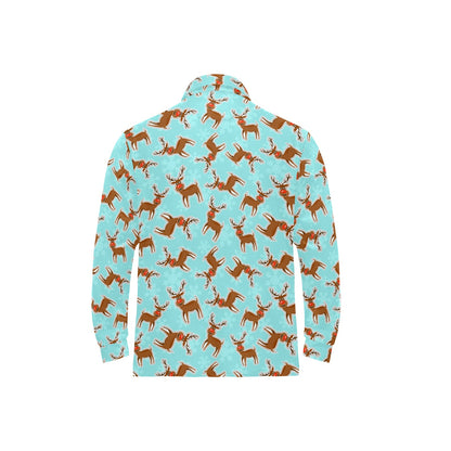 Reindeer Print Design LKS403 Long Sleeve Polo Shirt For Men's