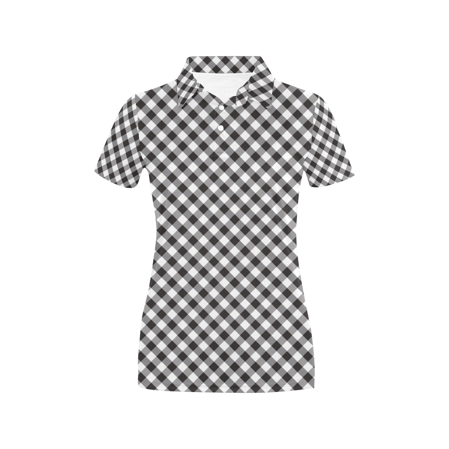 Gingham Print Design LKS402 Women's Polo Shirt