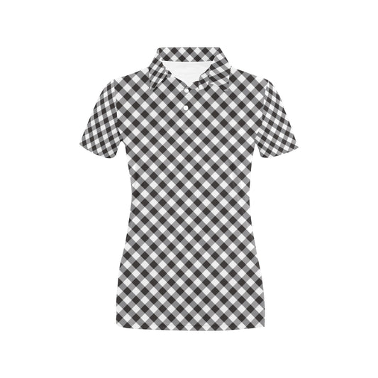 Gingham Print Design LKS402 Women's Polo Shirt