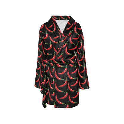 Chilli Pepper Pattern Print Design 01 Women's Fleece Robe