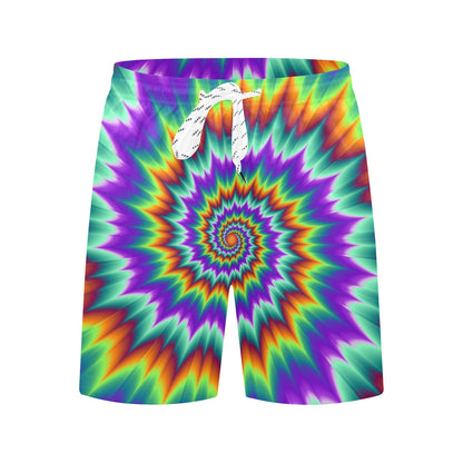 Optical illusion Pulsing fiery spirals Men's Swim Trunks Beach Shorts