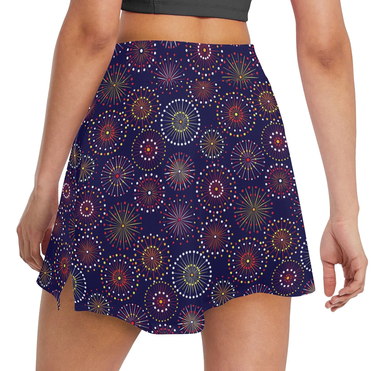 Firework Flower Style Print Design LKS302 17" Golf & Pickleball Skort with Pockets
