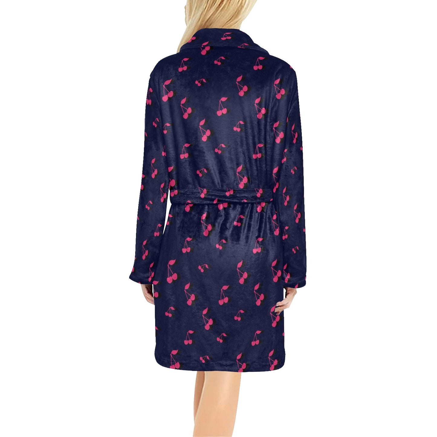 Cherry Pattern Print Design 02 Women's Fleece Robe