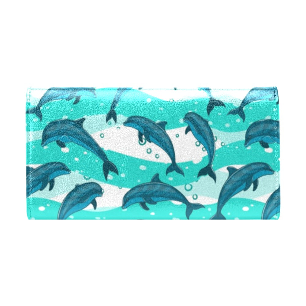 Dolphin Design Print Pattern Women's Trifold Wallet