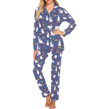 Bunny Pattern Print Design 01 Women's Long Pajama Set