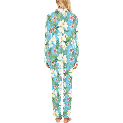 Plumeria Pattern Print Design PM028 Women's Long Pajama Set