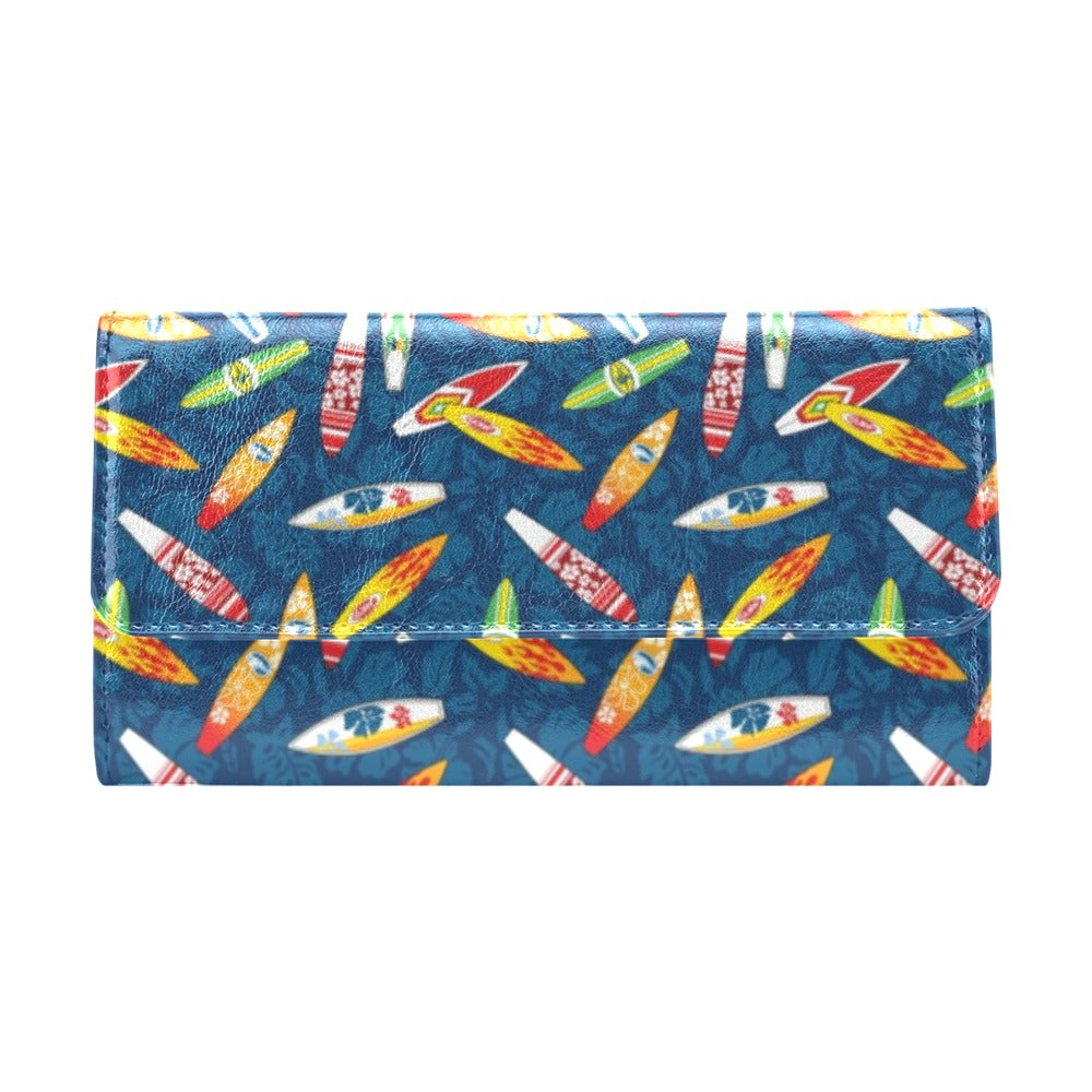Surfboard Pattern Print Women's Trifold Wallet