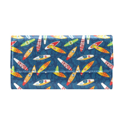 Surfboard Pattern Print Women's Trifold Wallet