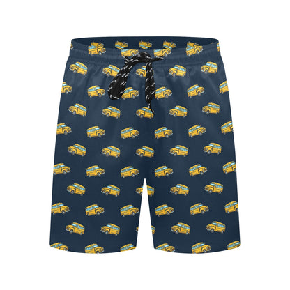 School Bus Print Design LKS304 Men's Swim Trunks Beach Shorts