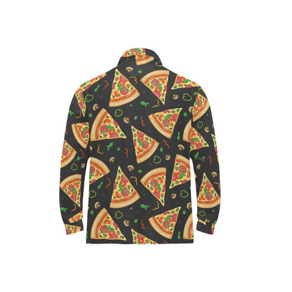 Pizza Pattern Print Design A02 Long Sleeve Polo Shirt For Men's