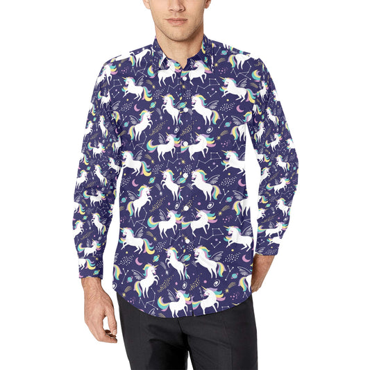 Unicorn Print Design LKS305 Men's Long Sleeve Dress Shirt