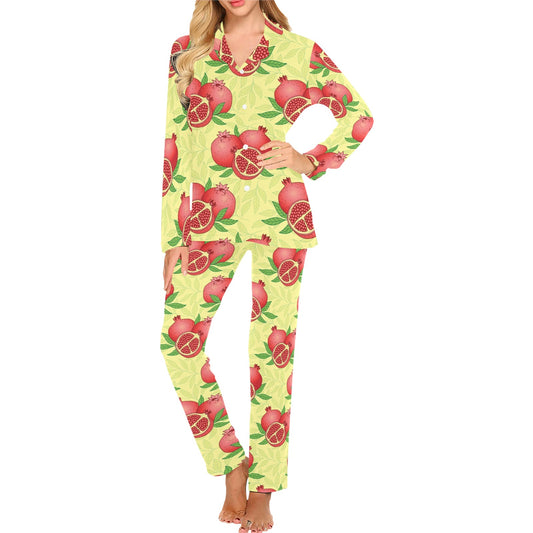 Pomegranate Pattern Print Design PG07 Women's Long Pajama Set