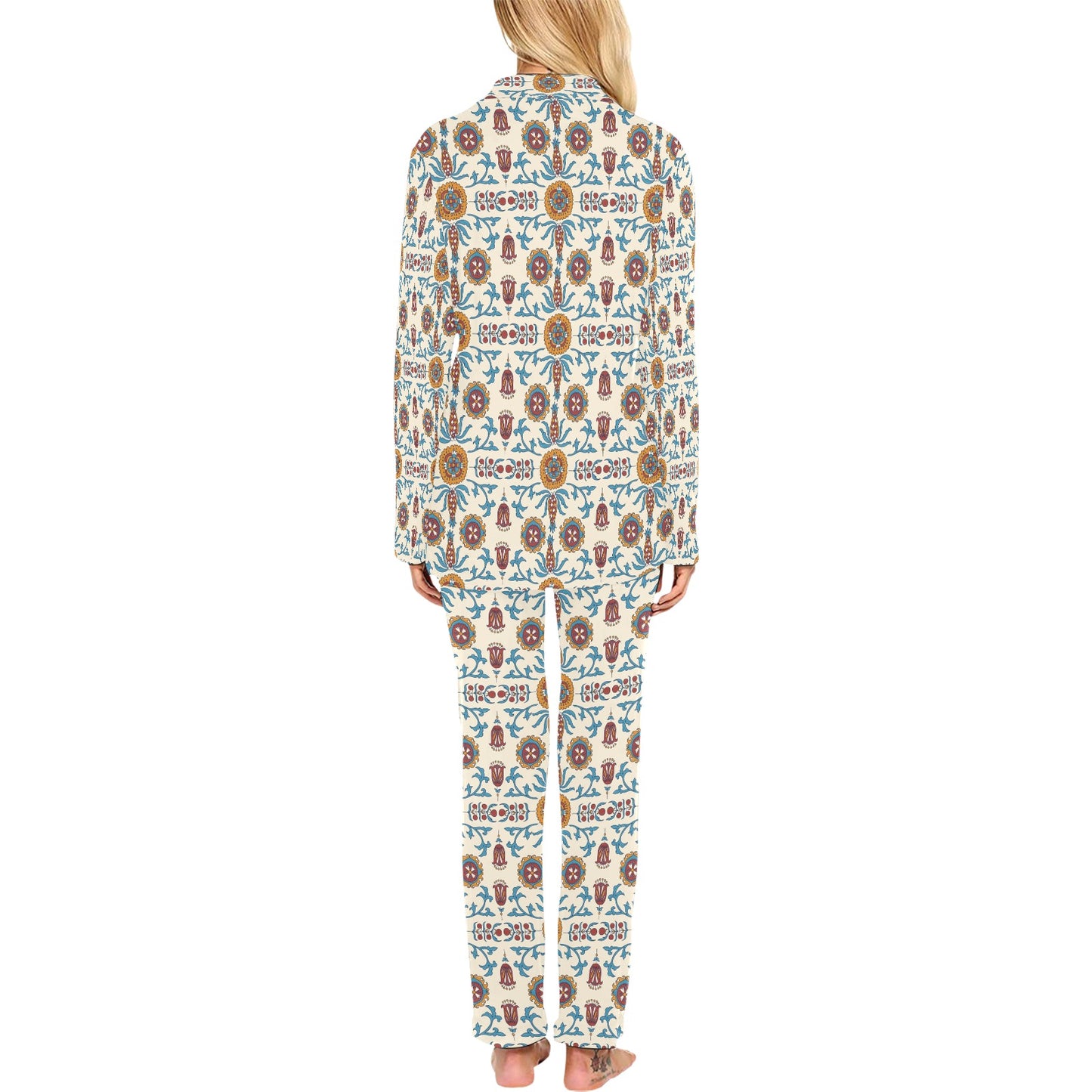 Suzani Print Design LKS301 Women's Long Pajama Set
