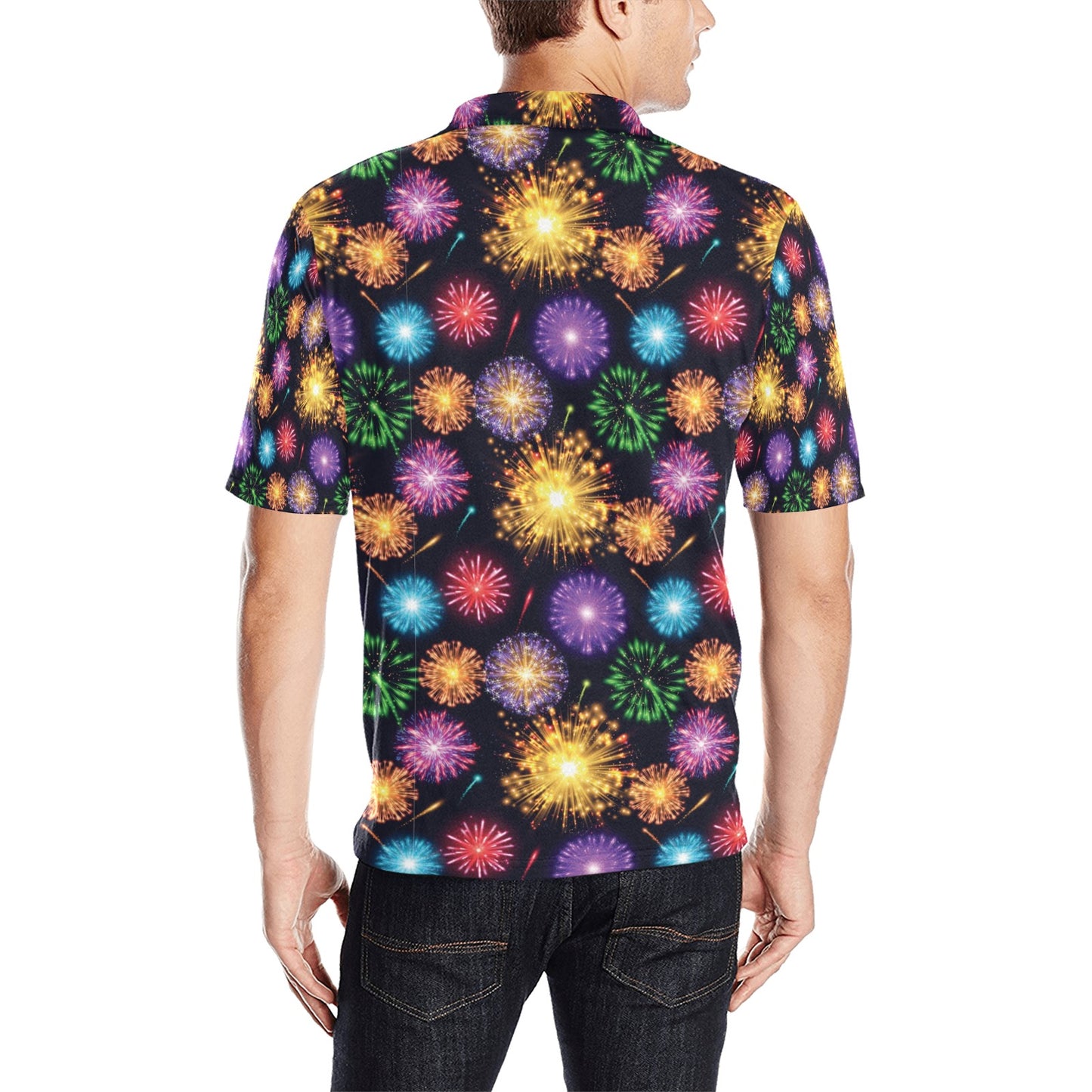 Firework Print Design LKS305 Men Polo Shirt