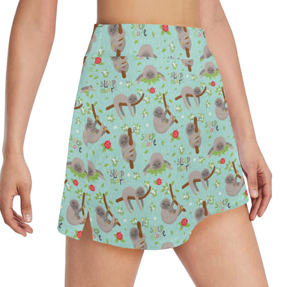 Sloth Print Design LKS305 17" Golf & Pickleball Skort with Pockets