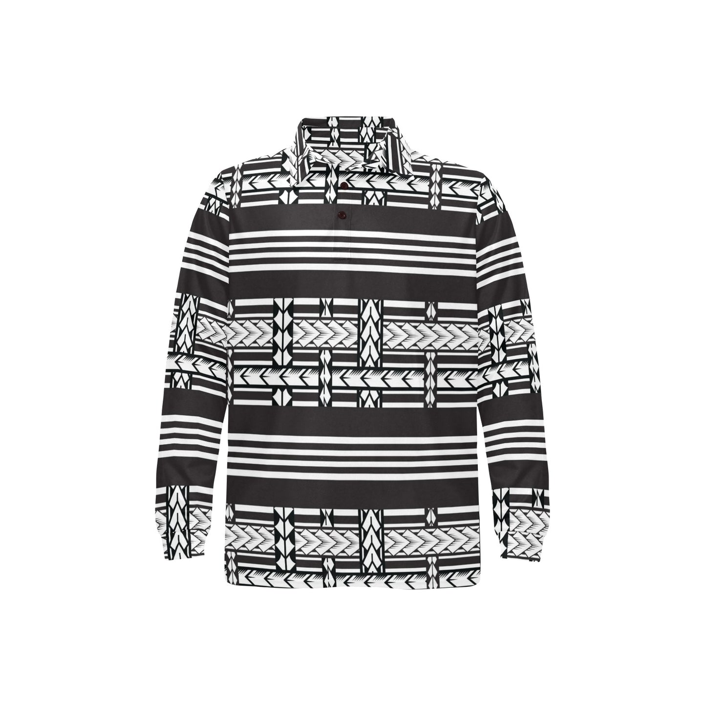 Samoan Tattoo Print Design LKS304 Long Sleeve Polo Shirt For Men's