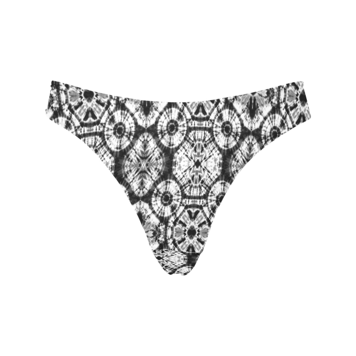 Tie Dye Black White Design Print Women's Thongs