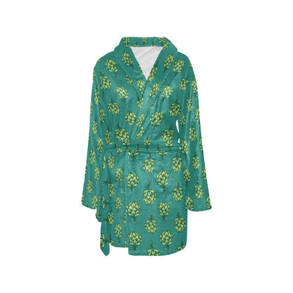 Artichoke Pattern Print Design 04 Women's Fleece Robe