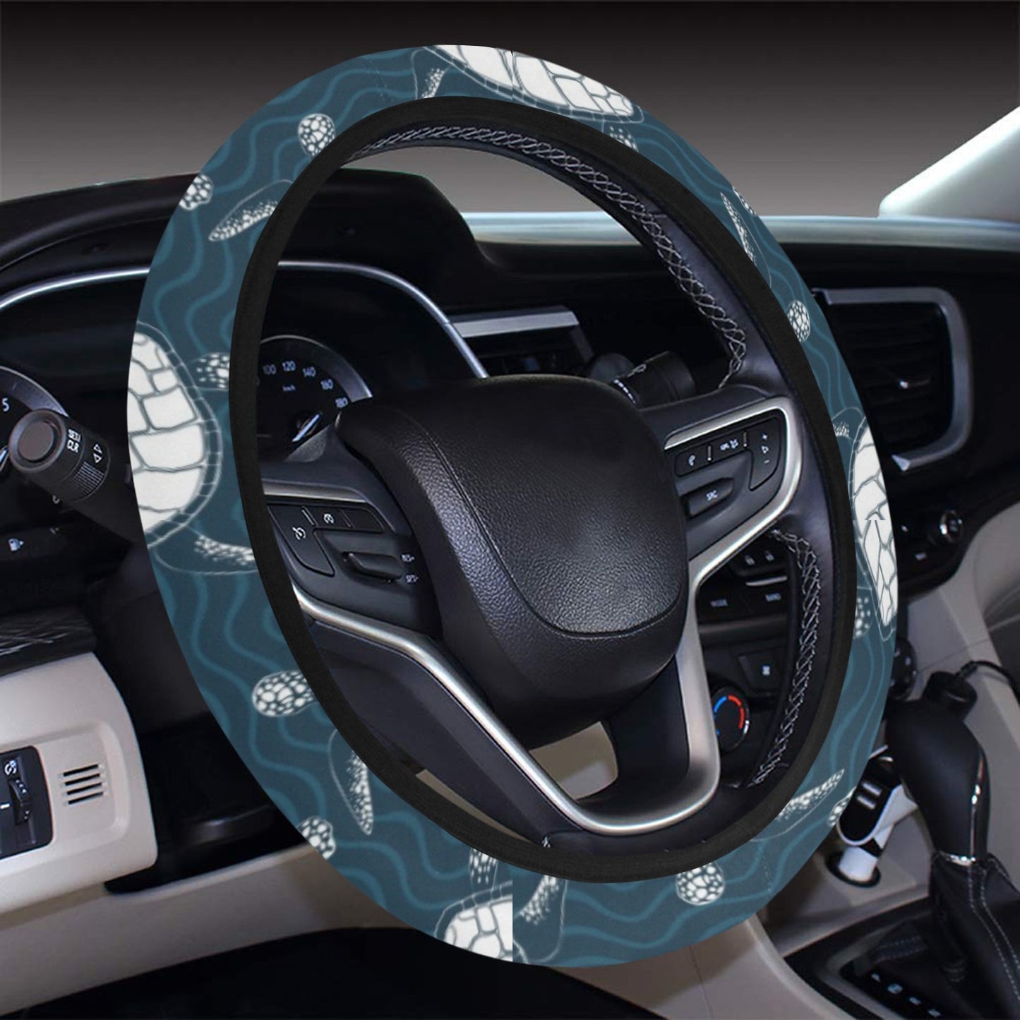 Sea Turtle Print Design LKS3015 Steering Wheel Cover with Elastic Edge