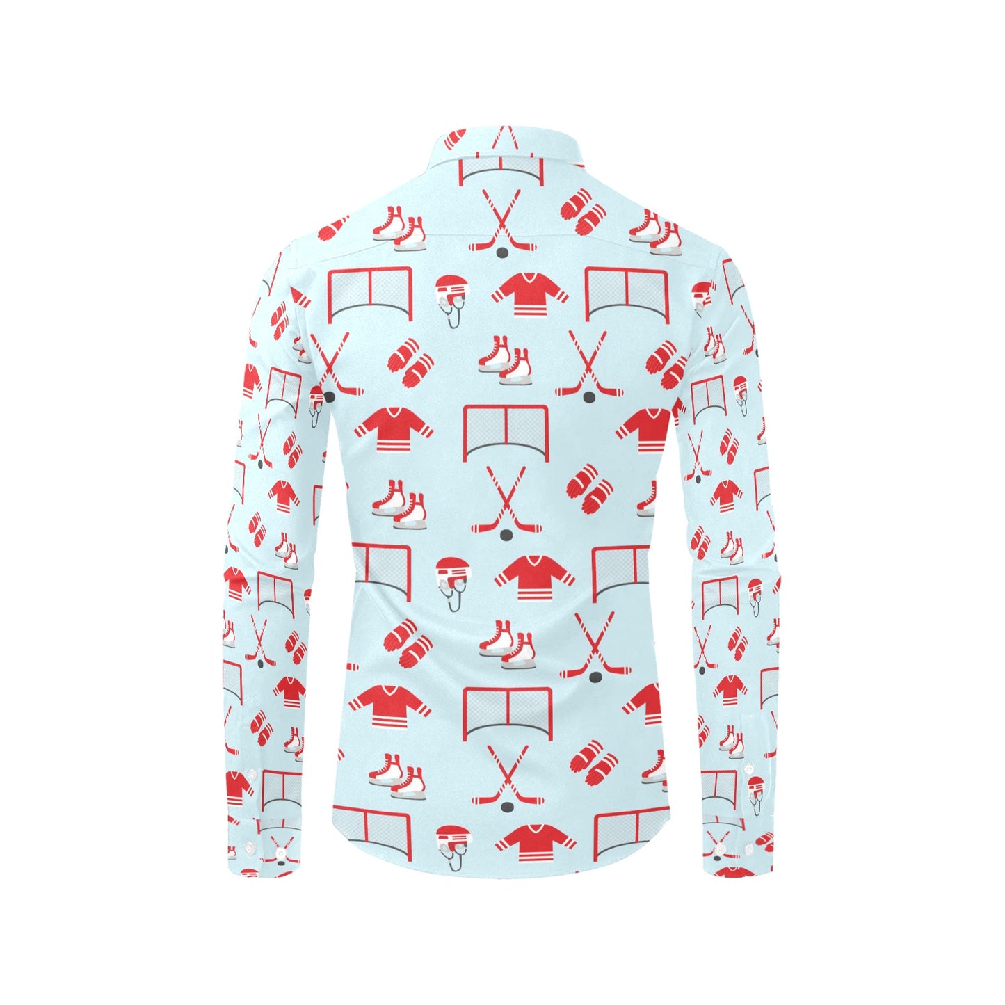 Hockey Red Equipment Print Design LKS305 Men's Long Sleeve Dress Shirt