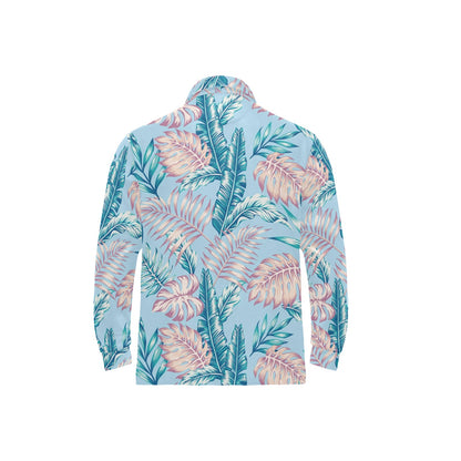 Tropical Flower Pattern Print Design TF01 Long Sleeve Polo Shirt For Men's