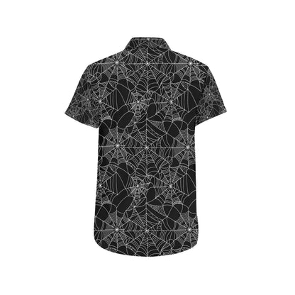 Spider Web Print Design LKS301 Men Short Sleeve Button Up Shirt