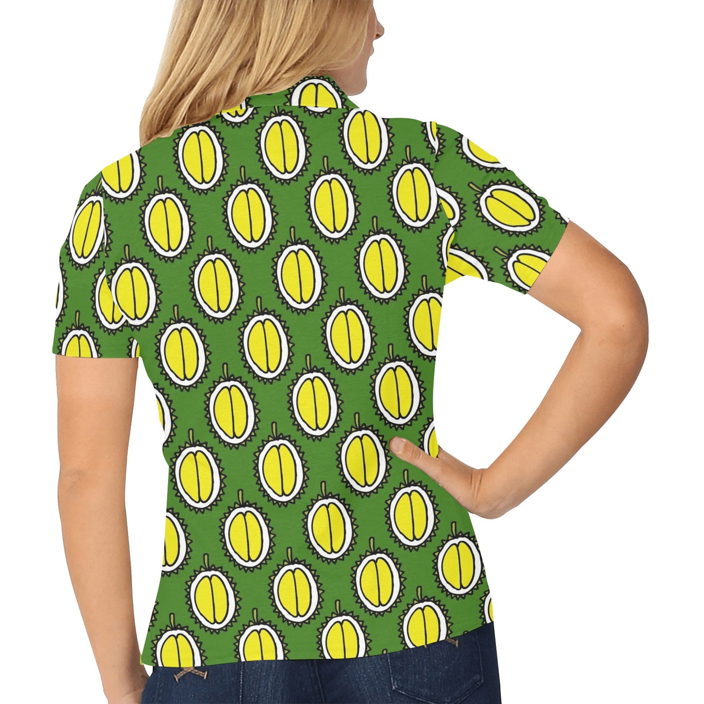 Durian Pattern Print Design DR01 Women's Polo Shirt