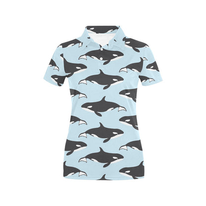 Killer Whale Pattern Print Design 01 Women's Polo Shirt
