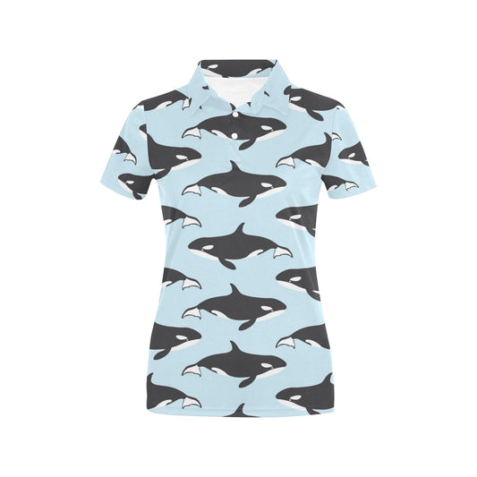 Killer Whale Pattern Print Design 01 Women's Polo Shirt