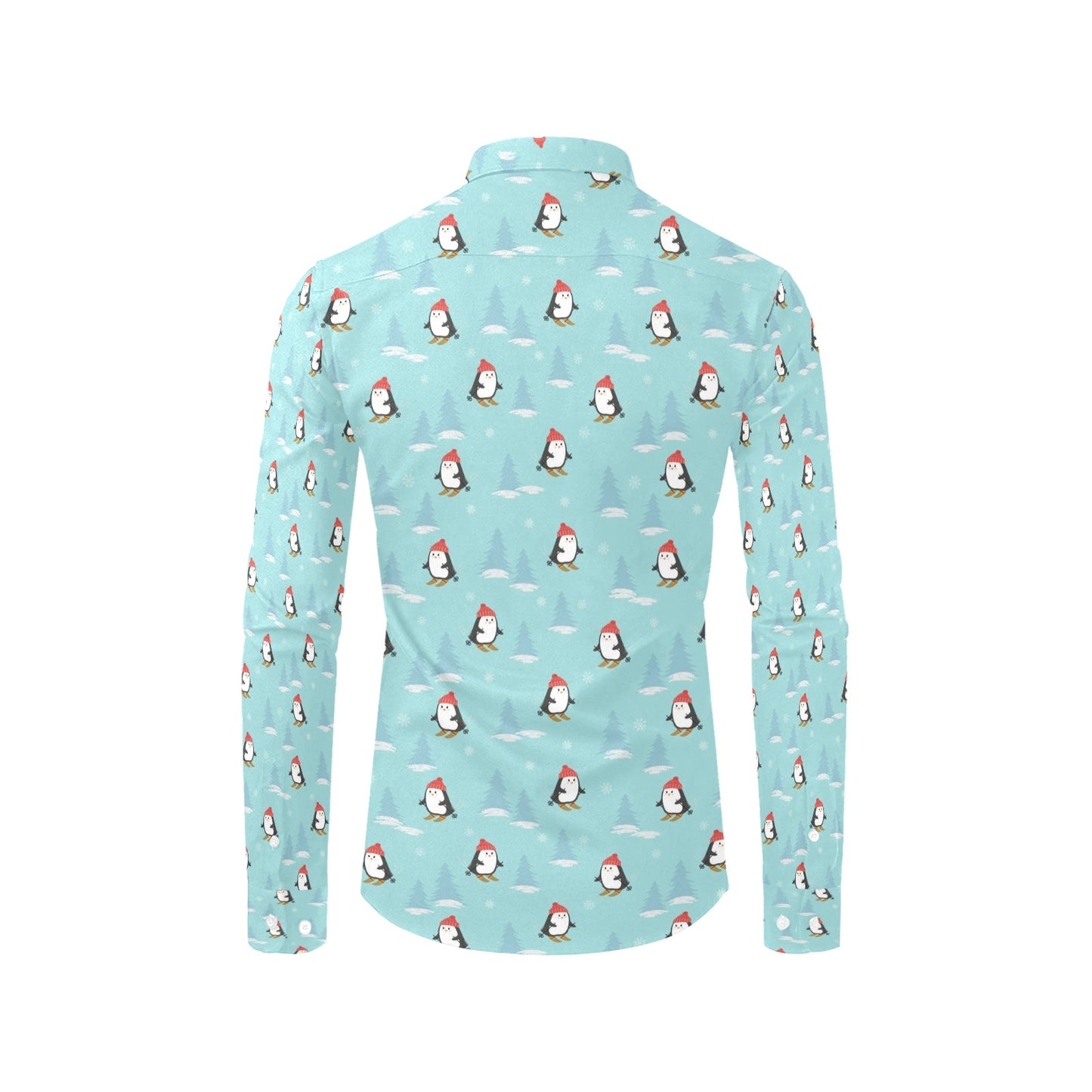 Ski Penguin Print Design LKS304 Men's Long Sleeve Dress Shirt