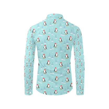 Ski Penguin Print Design LKS304 Men's Long Sleeve Dress Shirt