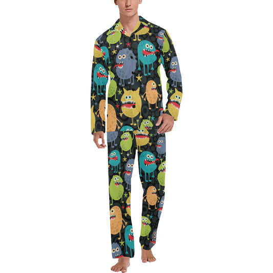 Monster Pattern Print Design 01 Men's Long Pajama Set
