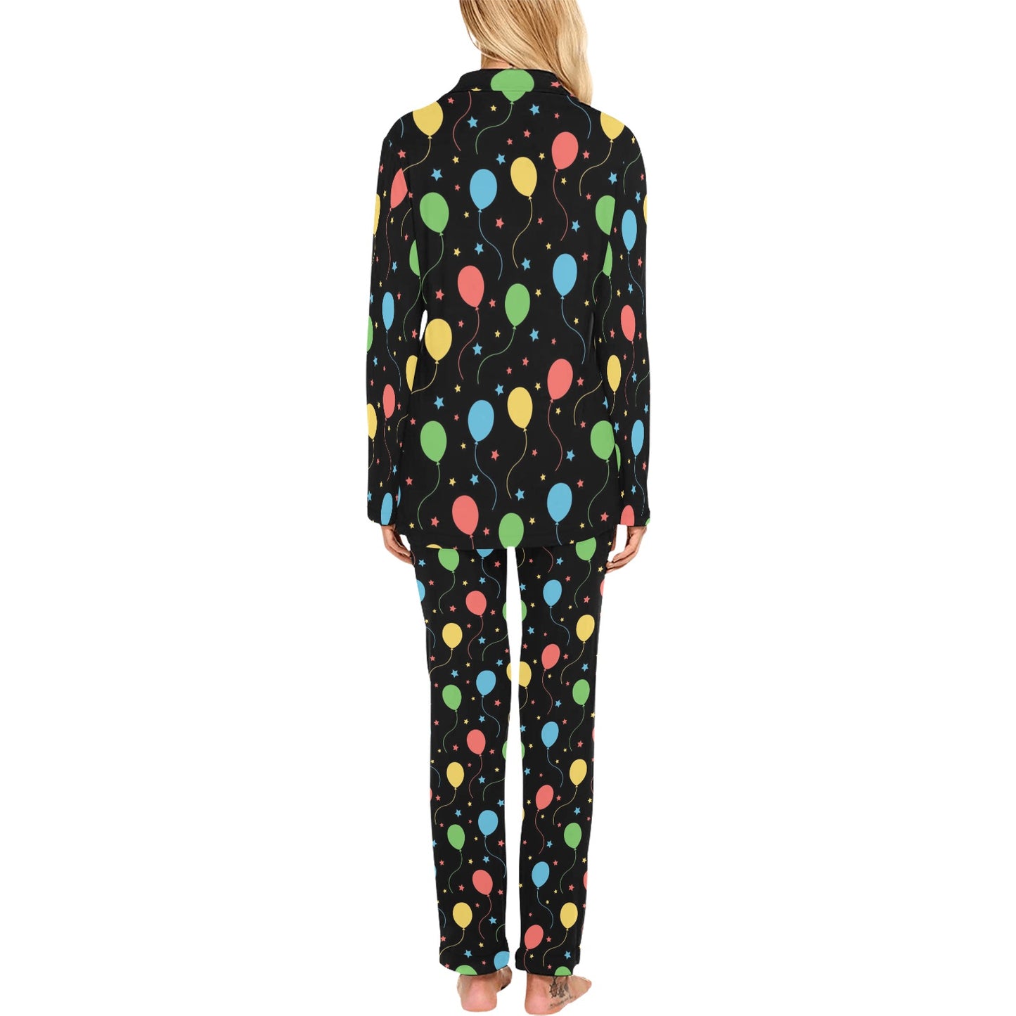 Ballon Colorful Pattern Print Design 04 Women's Long Pajama Set
