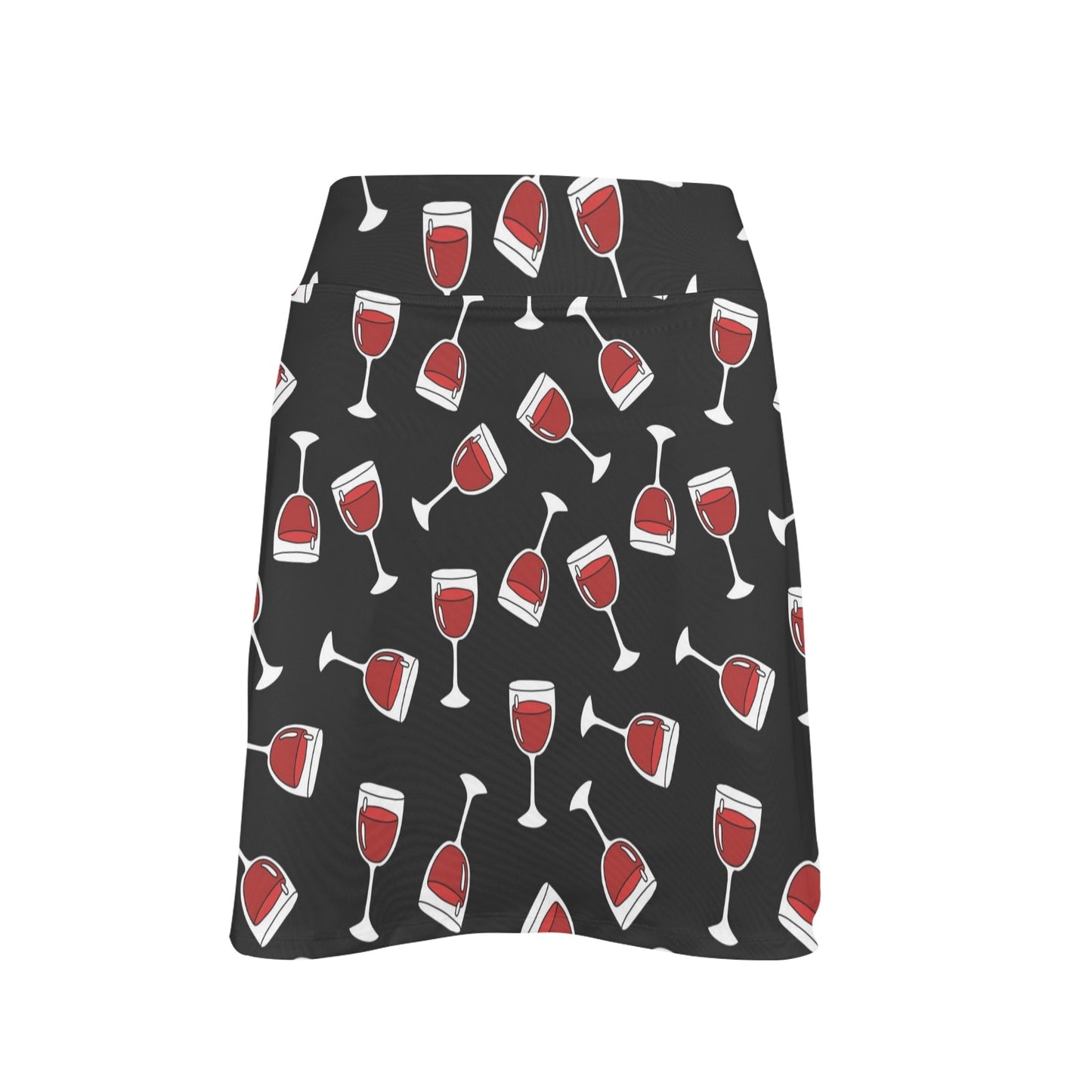 Wine Glass Print Design LKS303 17" Golf & Pickleball Skort with Pockets