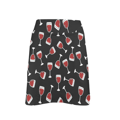 Wine Glass Print Design LKS303 17" Golf & Pickleball Skort with Pockets
