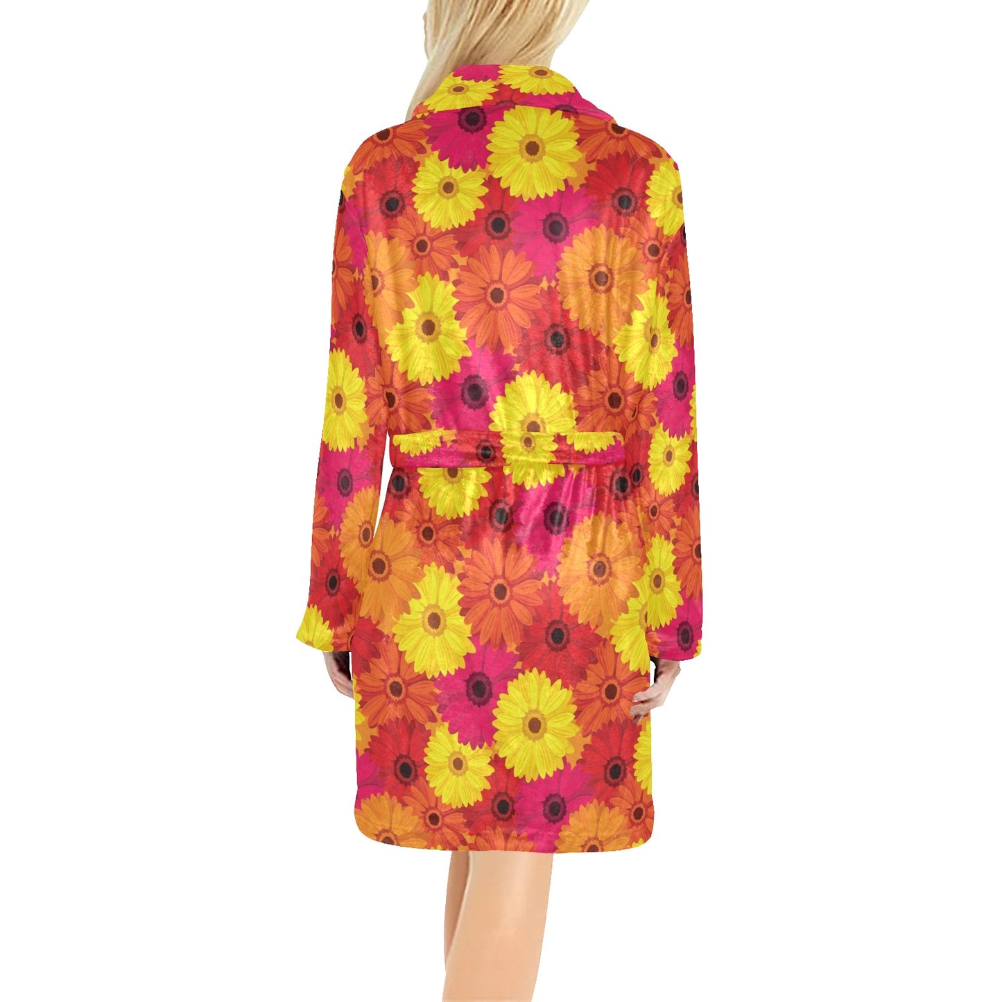 Gerberas Pattern Print Design GB05 Women's Fleece Robe