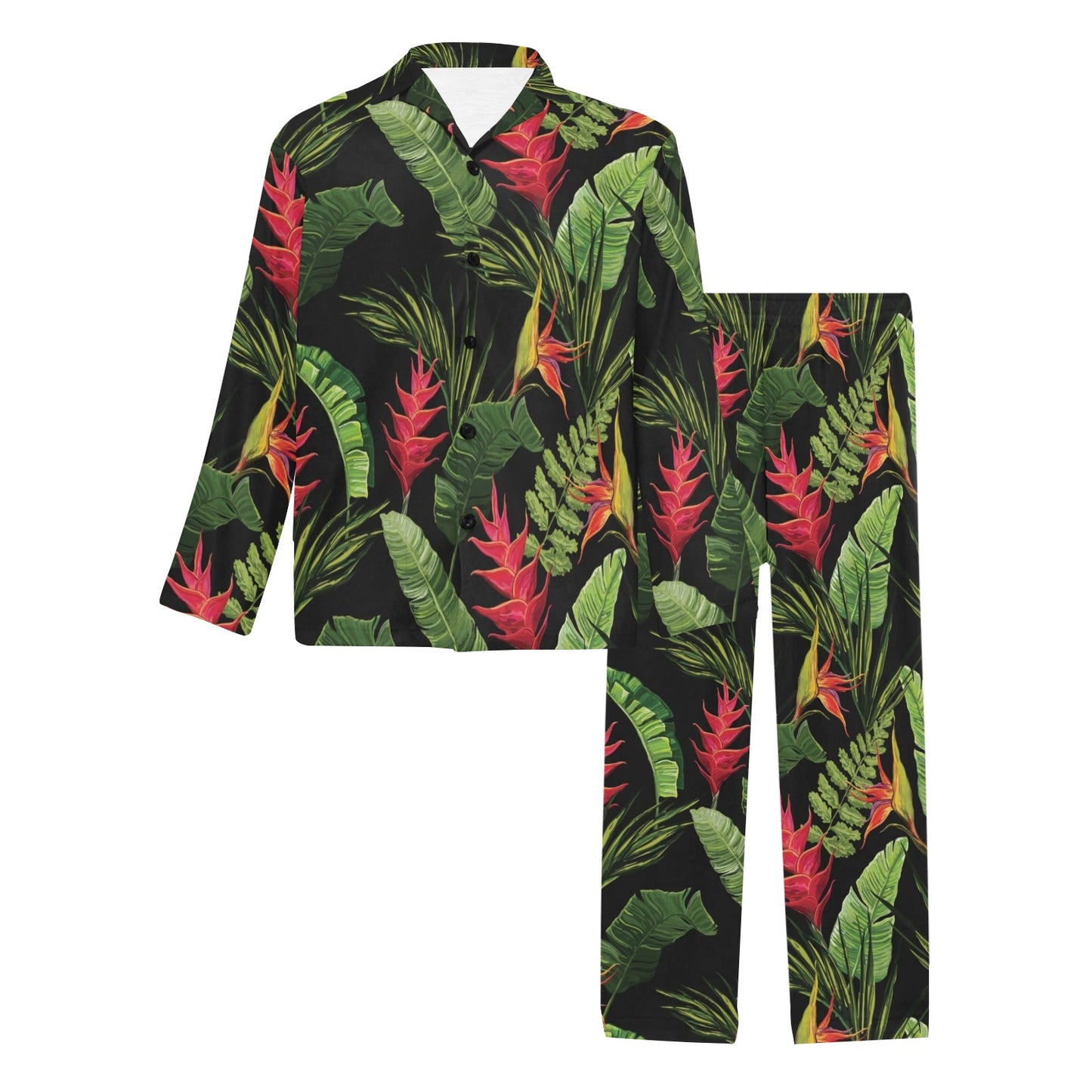 Bird Of Paradise Pattern Print Design BOP010 Men's Long Pajama Set