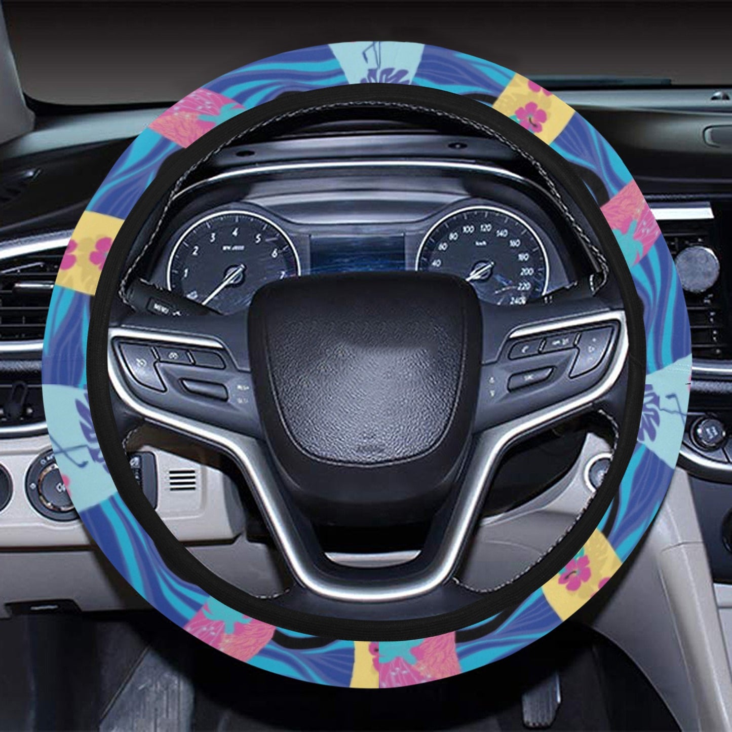 Surfboard Print Design LKS304 Steering Wheel Cover with Elastic Edge