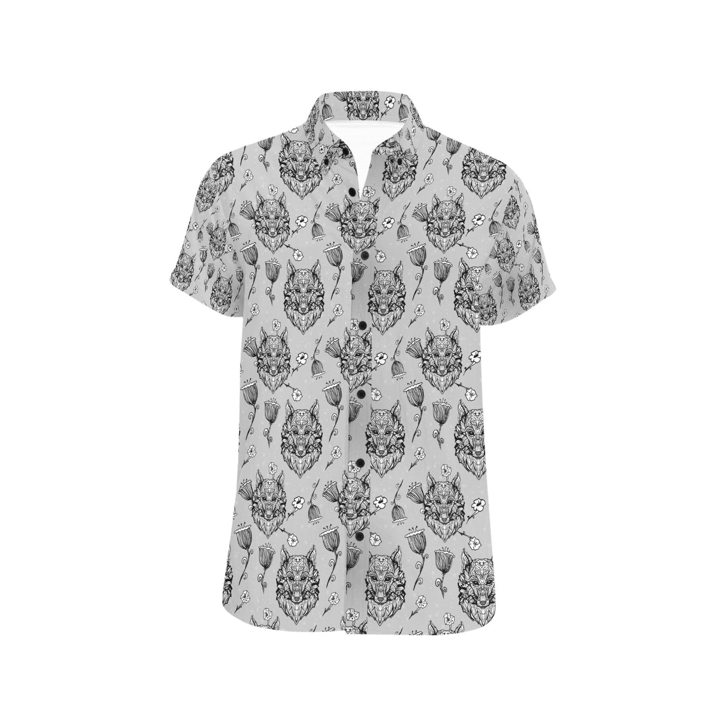 Tribal Pattern Print Design LKS306 Men Short Sleeve Button Up Shirt