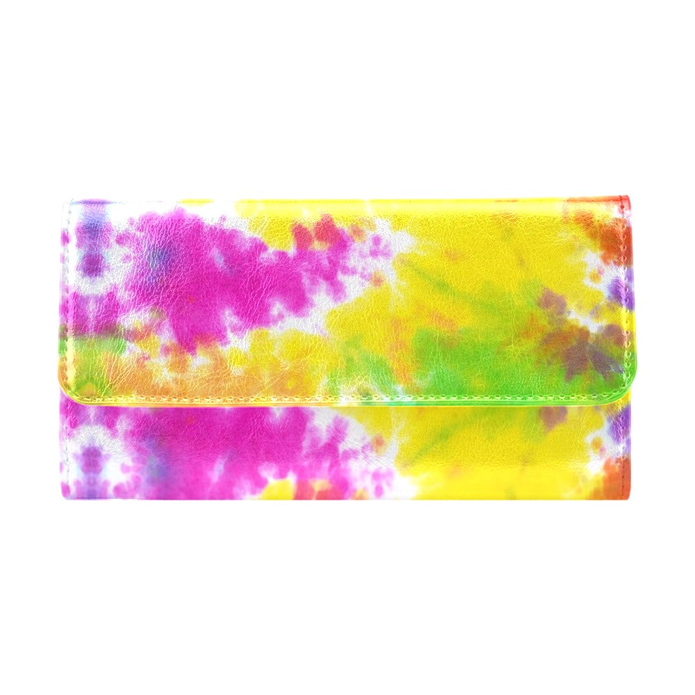 Tie Dye Rainbow Themed Print Women's Trifold Wallet