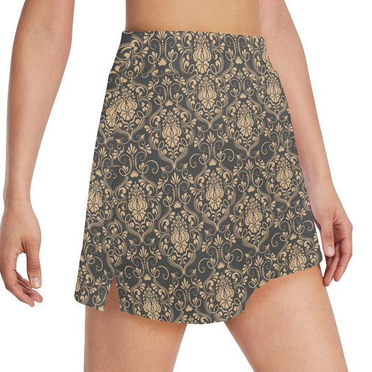 Damask Elegant Luxury Print Pattern 17" Golf & Pickleball Skort with Pockets