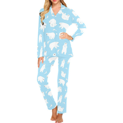 Polar Bear Pattern Print Design PB01 Women's Long Pajama Set