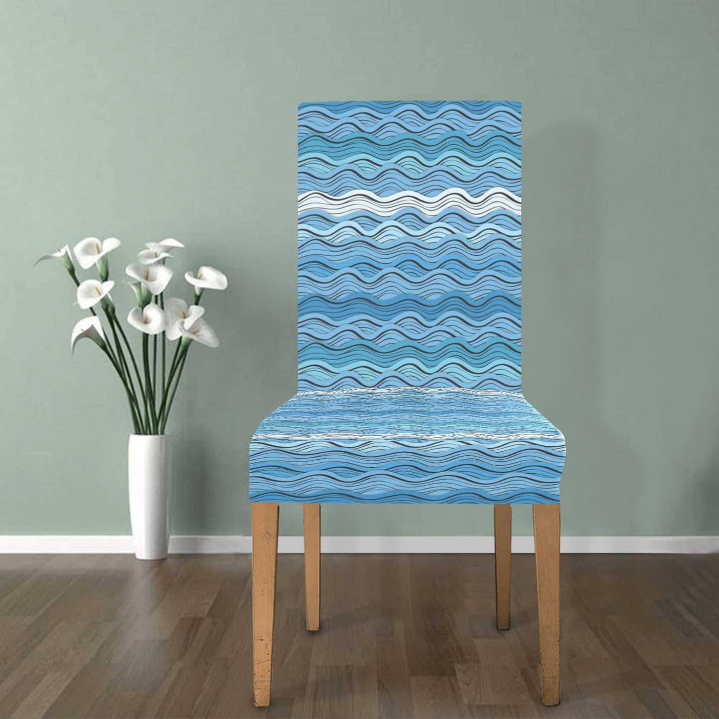 Wave Print Design LKS301 Dining Chair Slipcover