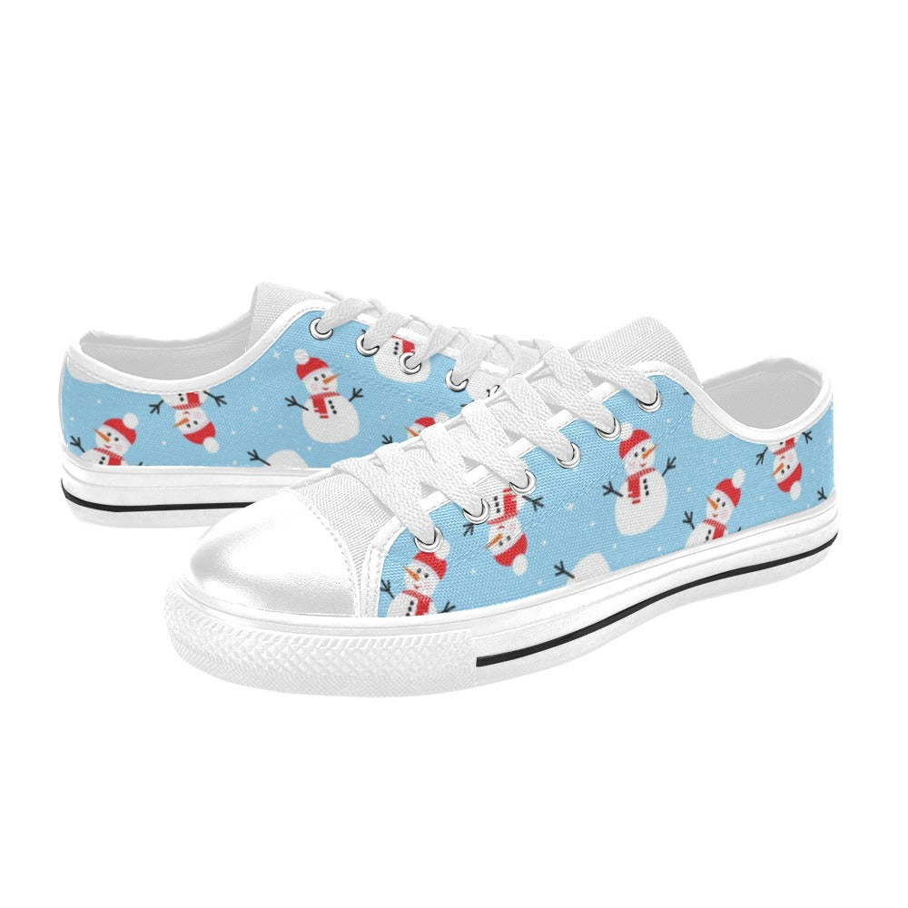 Snowman Print Design LKS305 Women's White Low Top Shoes
