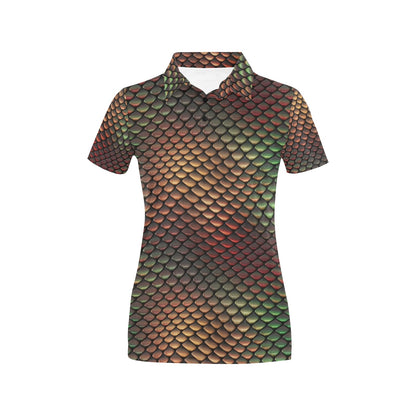 Snake Skin Colorful Print Women's Polo Shirt