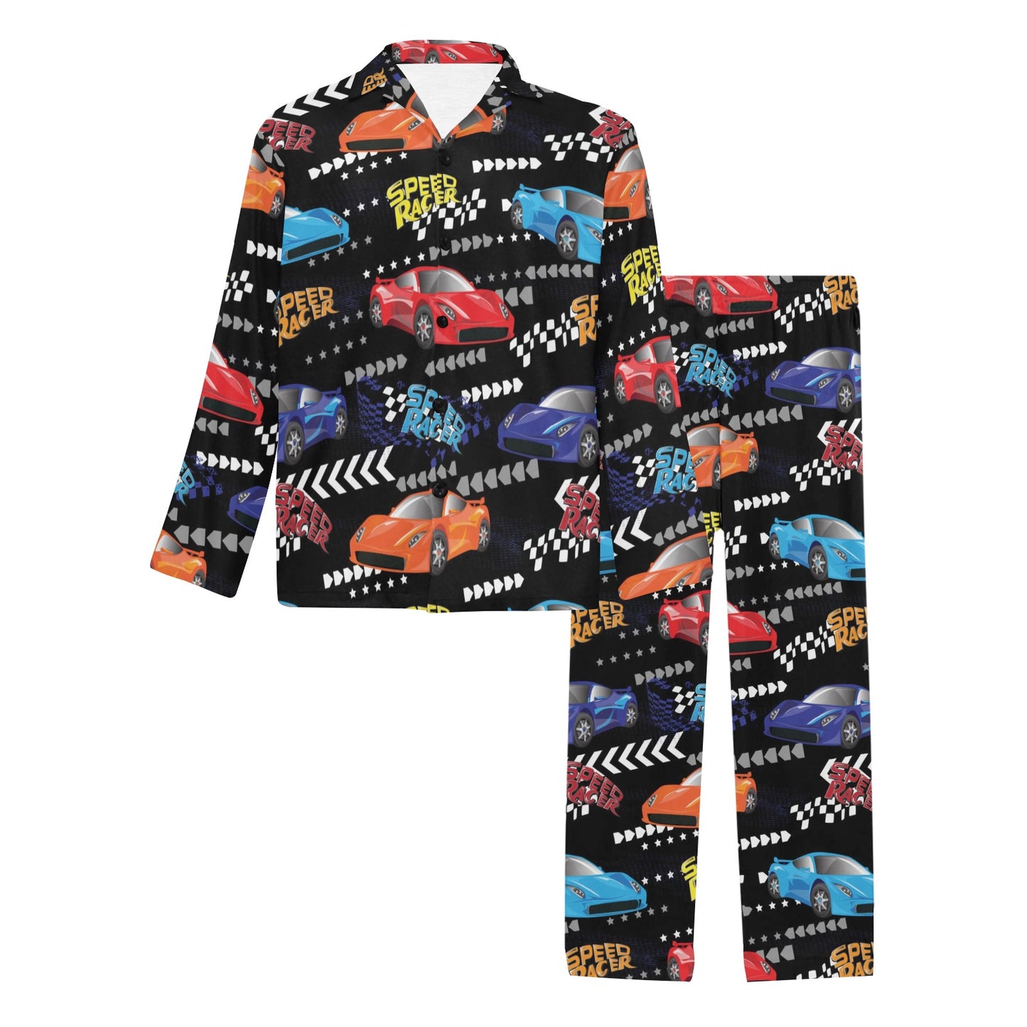 Racing Pattern Print Design A05 Men's Long Pajama Set