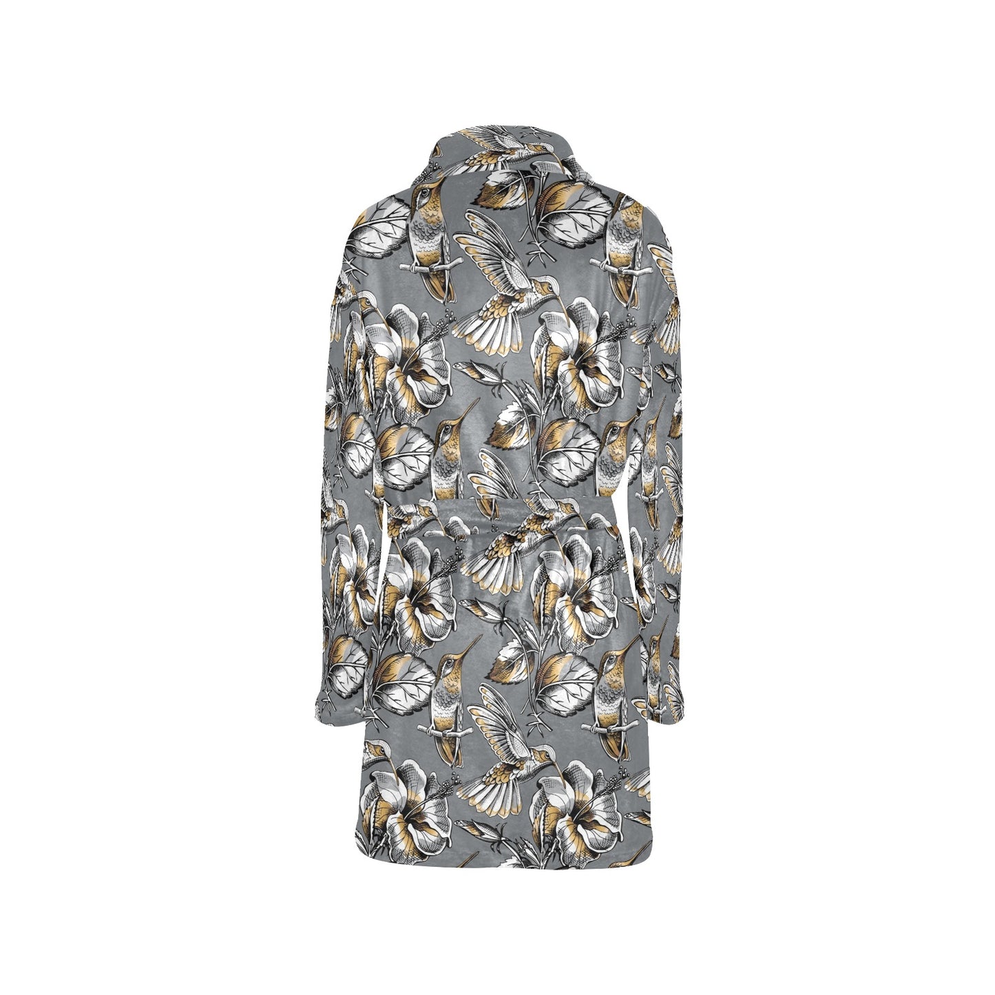 Hummingbird Pattern Print Design 02 Women's Fleece Robe
